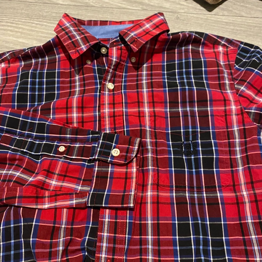 Chaps Red and Blue Plaid Button Down Shirt